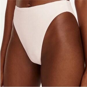 NWT J. Crew Women’s Ribbed High Rise Cheeky Bikini Bottoms Size Small Pink‎